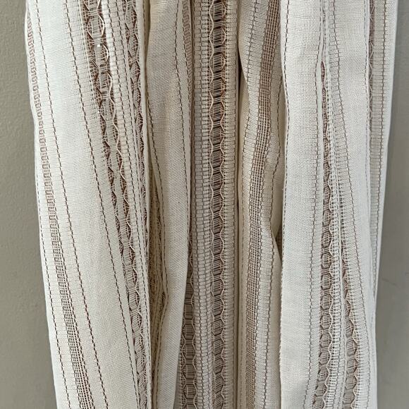 Vtg Pinch Pleat Curtain 2 Panels Drapery woven textured Ivory Brown mcm‎ Boho - Picture 11 of 12